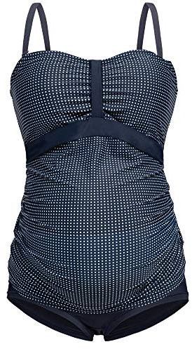 Herzmutter Tankini de Grossesse - Maillot de Bain de Maternité - Tankini de Maternité - Maillot de Bain pour Femmes Enceintes - Protection UV - 2 Pièces - 7000 (XXL, Bleu-Points)