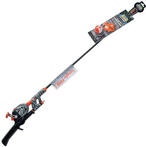 Kid Casters Tangle-Free Fishing Combo | Spincast Reel&Practice Casting Plug with Bobber | 34 Tangle-Free Combo |Pre-spooled 6-lb Fishing line | Black
