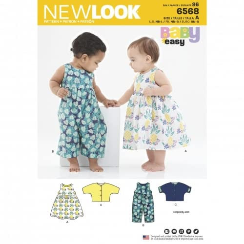 New Look Sewing Pattern 6568 Dungarees, Tops, Dresses A (NB-S-M-L)