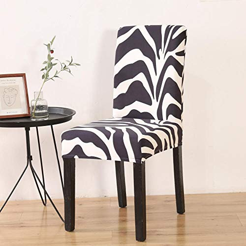 Stuhlhussen Schwarzes Weißes Zebra Stuhlbezug Stretch Weiche Elasthan Hussen für Stühle Abnehmbare Waschbar Stuhlhusse Langlebig Universal Chair Cover Sehr Pflegeleicht 2 Stück