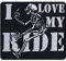 I LOVE MY RIDE Aufnäher/Aufbügler Biker Patch Totenkopf Bügelbilder Skelett Geschenk Motorradfahrer Applikation für Jacke/Weste/Jeans/Boots/Motorradkoffer | 90x80mm
