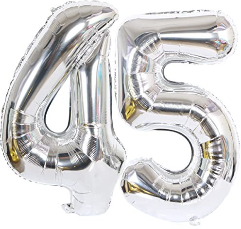 Helium Luftballon 45 Silber Geburtstagsdeko 40 45 Geburtstag Party Deko Supplies,ballon 45 geburtstag,45 luftballon silber folienballon 45 geburtstag frau mann ballon 45 geburtstag frauen(45)