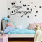 Name Prinzessin Mädchen Krone Wandaufkleber Name Schmetterling Blume Wandtattoo Kinderzimmer Schlafzimmer Vinyl Wohnkultur 82X40Cm