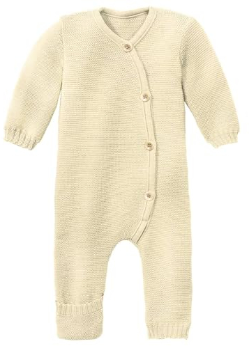 Disana STRICK-OVERALL Baby & Kleinkind - 100% Bio-Merino – atmungsaktiv & bequem - unisex Gr. 50 – 80 - nachhaltig & fair - dehnbar, mit Umklappbündchen - made in Germany | Natur Gr. 62-68