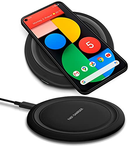 QI Wireless Ladegerät 15W kompatibel mit Google Pixel 9/9 Pro / 9 Pro XL Ladestation Kabellos Charger Induktives Universal Schnellladegerät, Farben:Schwarz