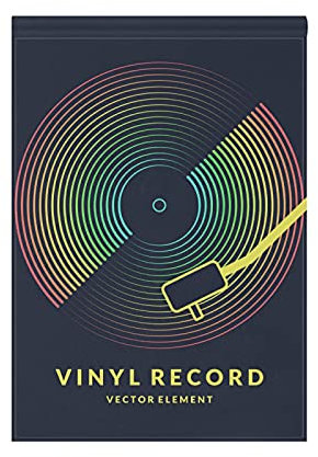 Poeticcity Colorful Vinyl Record CD Player for Music on Dark 12 x 18 Decorative Garden Flag Seasonal Banner Polyester Two-Sided Welcome Home Front Yard Party Indoor Outdoor Flag