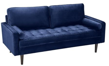 Vente-unique-Sofa 3-Sitzer - Samt - Dunkelblau - FLEUET