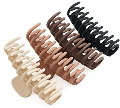 JOYOYO 4 pièces Pinces à Cheveux Femme Légères Antidérapantes, Forte Tenue avec Dents de Peigne Grande Taille 11 cm