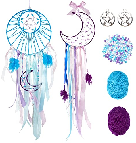 INFUNLY Dream Catcher Makramee Kit Machen Sie Ihren Eigenen Traumfänger DIY Handgemachte Traumfänger Mondkreis Sternband Für Schlafzimmer Wandbehang Dekor Hochzeit Party