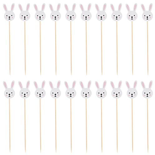 100Stück Hasen Tortendeko Cake Topper Happy Easter Kuchen Deko for Ostern Kaninchen Thema Baby Dusche Kinder Geburtstag Party Rosa Weiß