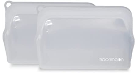 Moonmoon Reusable Silicone Freezer Bags | Resealable Food Storage Bags for Meal Prep & Snacks | Silicone Pouch 2 Set (Clear 330ml)
