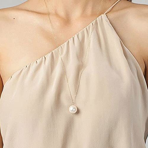 Aneneiceera Boho Perle Anhänger Lange Halskette Retro Minimalistische Kette Silber Einfache Halskette Verstellbare Silberkette Handgefertigter Schmuck Für Frauen Mädchen