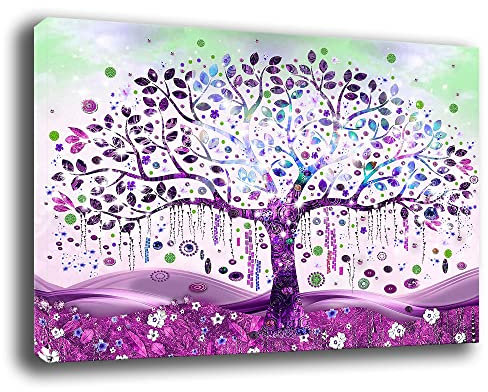Quadro Moderno ALBERO della VITA Astratto viola Quadri moderni soggiorno da Parete XXL grande Stampa su tela Canvas Decorazione Murale muro Arredo Camera da letto Cucina (30x50 cm, 6)