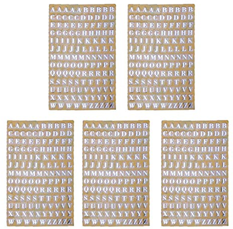 Oilmal Epoxid-Füllaufkleber, 5 Stück, 3 mm, Alphabet-Buchstaben, klobiger Glitzer, Epoxidharz, dekorative Aufkleber, englische Buchstaben, Zahlen, UV-Epoxidharz-Füllungen