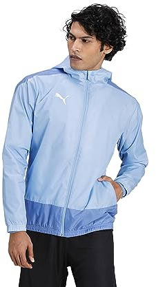 PUMA GOAL Long Sleeve ZipUp LightBlue Mens Hooded Training Rain Jacket 656559 18