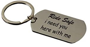 Schlüsselanhänger Edelstahl, Zu Hause Schlüsselanhänger Silber Gravur Ride Safe I Need You Here with Me Edelstahl für Frauen Männer Freundin