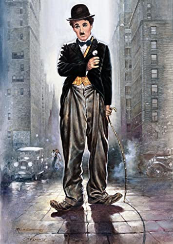 Puzzle 1000 Teile Erwachsene und Kinder Charlie Chaplin Film Stadtlicht Holz Puzzles Stress Freisetzung Spiel 1000 Piece 29.5x19.6inch(75x50cm) Kein Rahmen