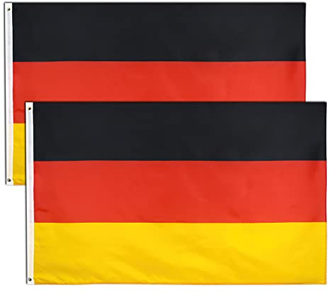 2 Piezas 90 x 150 cm Bandera de Alemania Grande con Anillos Duraderos.Flag al Alemania para el Festival Europeo de Fútbol Decoración de Interiores.Bandera Alemana / German Flag