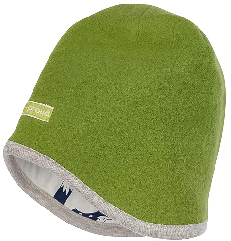 loud + proud Unisex Kinder Lt2 Wollfleece, GOTS Zertifiziert Beanie-Mütze, Grass, 53-54 EU