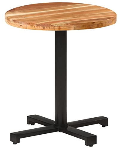Chusui Bistrotisch, Stehtisch, Balkontisch, Partytisch, Biertisch, Beistelltisch, Bierkasten Tisch, Rund Ø70x75 cm Akazie Massivholz