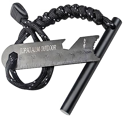 Survival Tool Fire Starter,Ferro Rod Fire Starter Kit & Backpacking Multitool,Flint and Steel,Fire starter Survival,Fire Steel (Green-Fire-GR, Length:4(10cm). Diameter: 3/8(10mm))