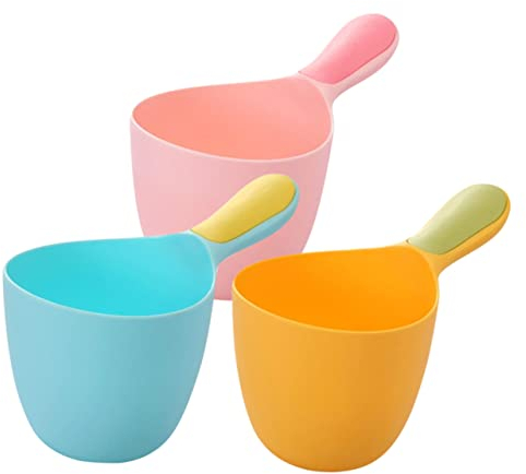 PLAFOPE 3Pcs Water Ladle Multi Purpose Bath Rinser and Baby Cartoon Shampoo Cup Bath Jug Rinse Cup for Baby Bathing Kitchen and Home Use Versatile Bathroom Water Ladles