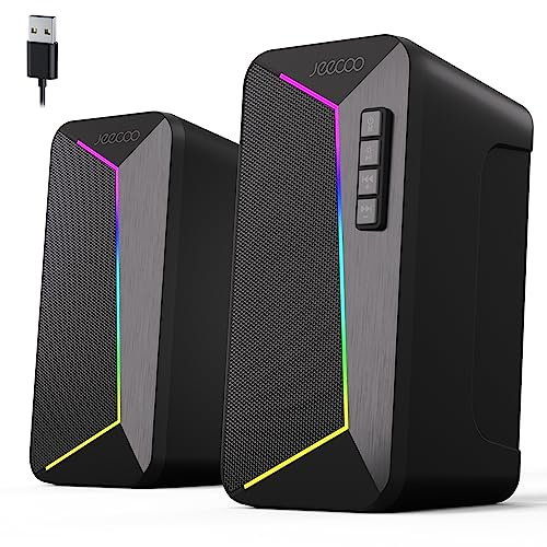 Jeecoo M30 Pc Lautsprecher, Lautsprecher für Desktop mit Stereo Sound,10W USB Lautsprecher für Pc Laptop (Bluetooth+USB)