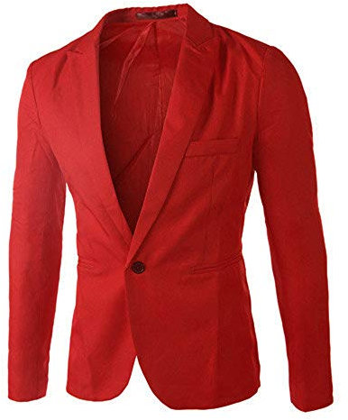 BOTCAM Sakko - Giacca da uomo sportiva da lavoro, giacca con paillette, elegante, per feste e feste, Colore: rosso, XL