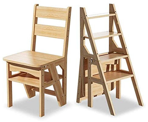 ZAANU Holzhocker, stabile Holzleiter, multifunktionale Holzleiter, Stuhl, verdickter Bibliotheks-Treppenstuhl, tragbare Lichtleiter, Garten-Werkzeugleiter, Loft-Küche