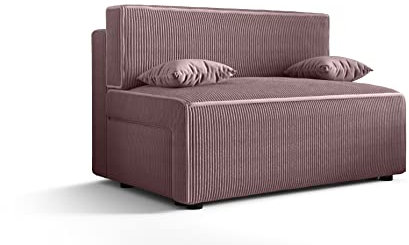 ALTDECOR Wohnzimmer Couch mit Schlaffunktion, Polstercouch rückenecht gepolstert, ideal als Gästebett - Miri - 131x85x90 cm Lila