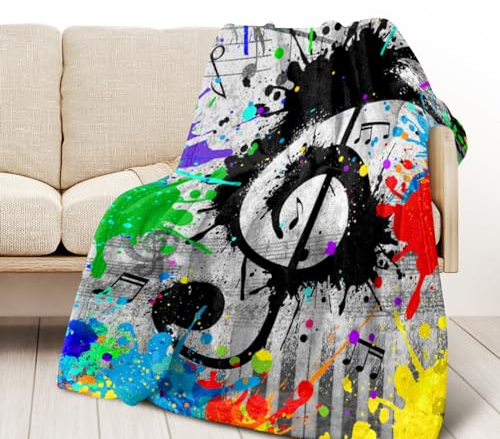 Abstrakte Musiknoten-Decke, Musikdecke, Geschenke für Frauen, Mädchen, Männer, Geschenke für Musikliebhaber, Musik-Themen-Geschenke, Musikdecke für Zuhause, Schlafzimmer, Wohnzimmer, Stuhl, Sofa, das