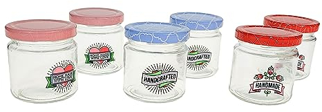 Alpina Juego de 6 tarros de cristal de 200 ml con tapa de metal
