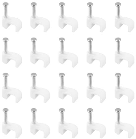 sourcing map Cable Clips, 100Pcs 6mm Nail in Cable Clips Circle Cable Clamps Cable Tacks Cord Clips Wire Holder for Cords Management