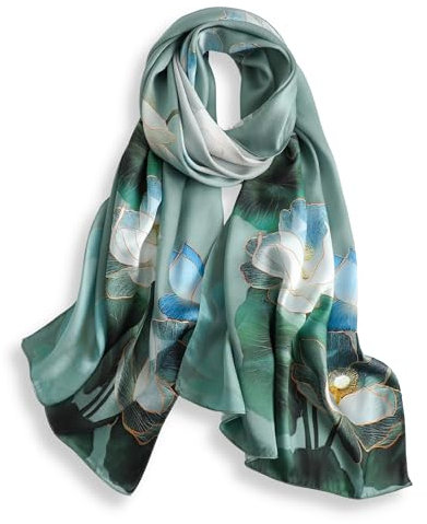 PoeticEHome Écharpe Longue en Soie de Mûrier 100% – Châle Foulard Femme | Emballage Cadeau (170x53cm)