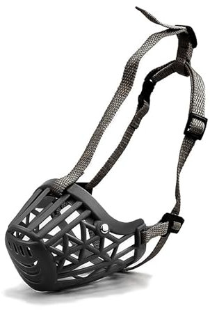 PETCUTE Maulkorb Hund,Korbmaulkorb füR Hunde,Verstellbar und Sicher Atmungsaktiv Maulkorb Für Kleine Mittlere Große Hunde mit Wattiertem Nasenstück,Beißschutz,Schwarz S