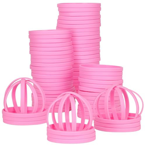 LVNRIDS 50 pezzi Braccialetti in silicone Rosa, 18 cm Lunghezza Braccialetti Elastici in Gomma per Bambini e Ragazzi, Bracciale Colorati per Feste, Eventi, Festival Musicali, Sport