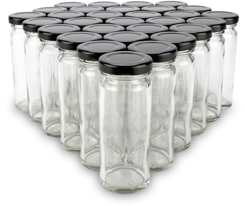 Lot de 30 bocaux à confiture de 100 ml – Bocaux de qualité supérieure avec couvercle à visser – Bocaux polyvalents avec couvercle pour confitures, desserts, projets de bricolage et plus encore –