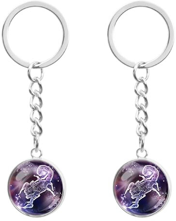 LT Easiyl 2 Stück Sternzeichen Nachtlicht-Schlüsselanhänger Sternbilder Leuchtender Schlüsselanhänger Glaskugel Sternbild-Schlüsselanhänger, Skorpion