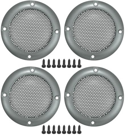 X AUTOHAUX 2 Car Speaker Grills Cover Mesh Round with Screws Gray - 4 Pcs
