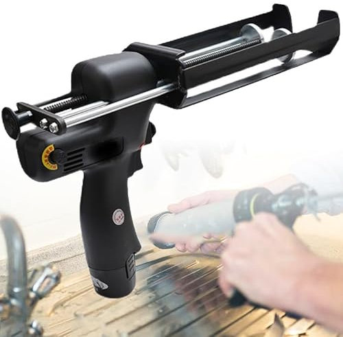 GBHJJ Cordless Caulking Guns, Battery Operated Caulk Gun w/3000m0AH Battery, with six Adjustable Speeds Electric Caulking Adhesive Guns for Filling, Sealing,1battery