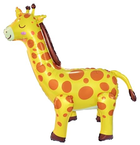 VIKY® Giraffe Luftballon für Geburtstag - 3D Folienballon Stehend, Kindergeburtstag Deko, Helium Ballon, Dschungel Party, Luftballon Tiere mit Beinen
