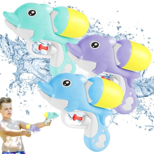 Wasserpistole für Kinder,3 Stück Delfin Wasserpistole Set,Wasserpistole Klein,150ML Wasserpistolen,Kinder Blaster Soaker Wasserspritzpistole,Wasser Pistole,Wasserpistole Spielzeug für Jungen Mädchen