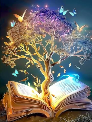 Waxonle 5D Diamond Painting Arbre De La Vie Peinture Diamant Adulte, Arbre Diamond Painting Enfant, DIY Round Strass Broderie Diamant Kit Complet Cristal Artisanat for Decoration Chambre, 50x70cm