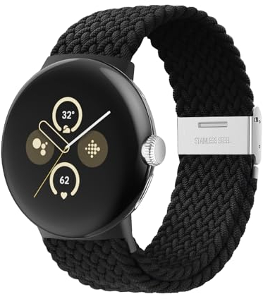 Elastisches Geflochtenes Armband - Kompatibel Mit Google Pixel Watch 2/3 41mm, Verstellbares Nylonarmband (Schwarz)