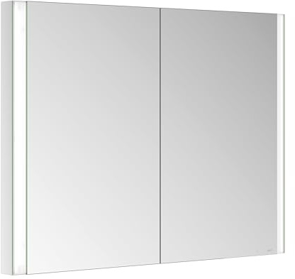 Keuco Spiegelschrank Royal Linde mit 2 Türen, 100 cm, Einbau, LED, dimmbar, Made in Germany, Aluminium-Korpus, Seiten verspiegelt