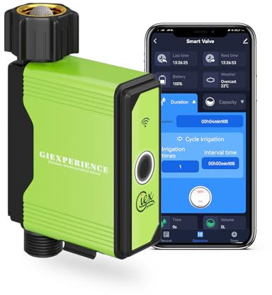 GIEX ZIGBEE Sprinkler Timer GX-02,Built-in Flow Meter, Smart Irrigation Garden Hose Watering Controller Work with TUYA APP and Smart Life APP
