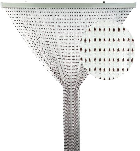Tata Home Tenda Antimosche Perline a Goccia per Porta Finestra a Pannello Moschiera con Catenelle da Esterno Tenda Divisoria da Interno Misura 140x240 cm Trasparente-Marrone Mod. Christal