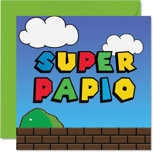 Stuff4 Geburtstagskarten Lustig für Papa - Super Papio - Lustiger Alles Gute Zum Geburtstag Karte vom Sohn Tochter 145mm Scherzen Glückwunschkarten Geburtstagsgeschenk