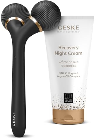 GESKE | SmartAppGuided™ Sonic Facial & Body Roller | 4 in 1 + GESKE Recovery Night Cream | Set mit passender Kosmetik-Zugabe | Beauty-Bundle