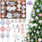 JEDWKFA 32 Stück Weihnachtskugeln, Christbaumschmuck, Weihnachtskugeln Plastik + Einhorn + Magische Krücke + Lutscher, Weihnachtsbaum Deko, Christmas Decorations mit Hängeschleife, Mehrfarbig